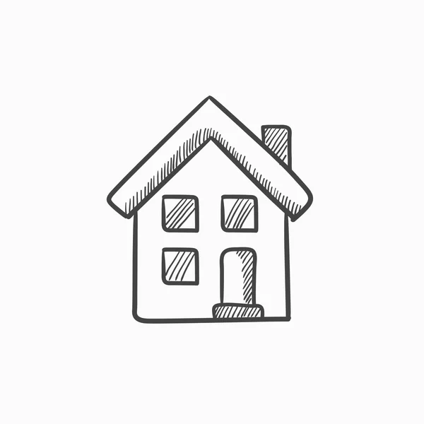 Two storey detached house sketch icon. — Stock Vector