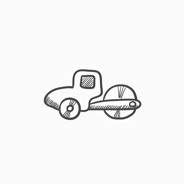 Boceto de rodillo de carretera icono . — Vector de stock