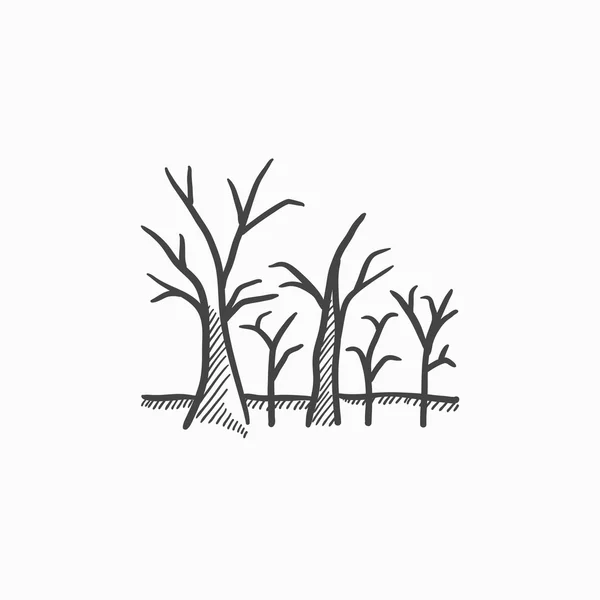 Δέντρο με γυμνά κλαδιά σκίτσο εικονίδιο. — Διανυσματικό Αρχείο