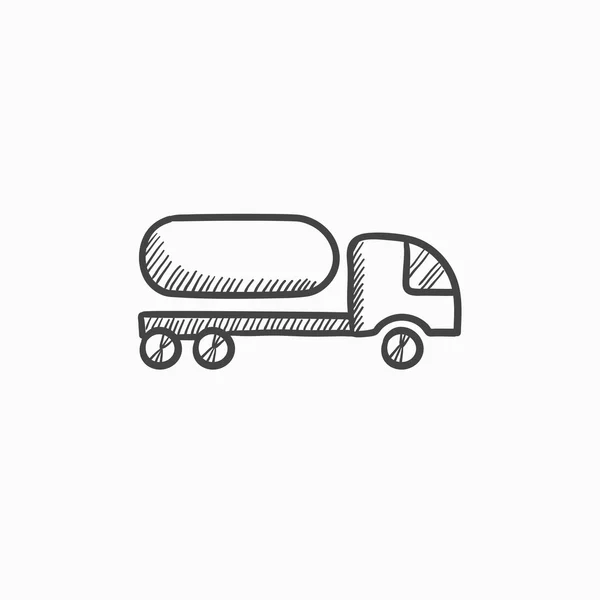 Brandstof vrachtwagen schets pictogram. — Stockvector