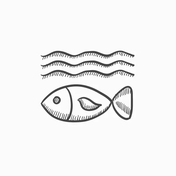 Fische unter Wasser Skizzensymbol. — Stockvektor