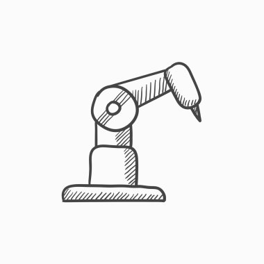 Endüstriyel mekanik robot kol kroki simgesi.
