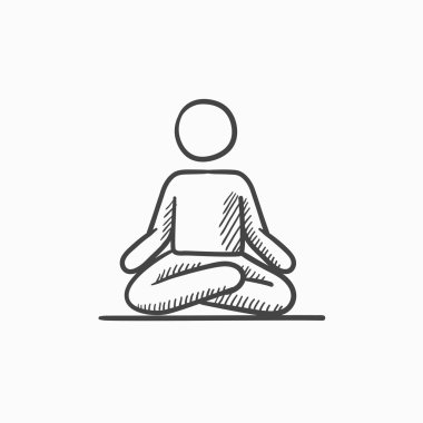 Lotus poz kroki simgesinde meditasyon adam.