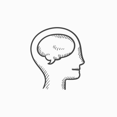 Beyin kroki simgesi olan insan kafası.