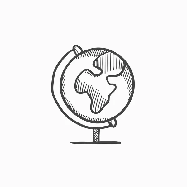Світова куля на стенді значок ескізу . — стоковий вектор
