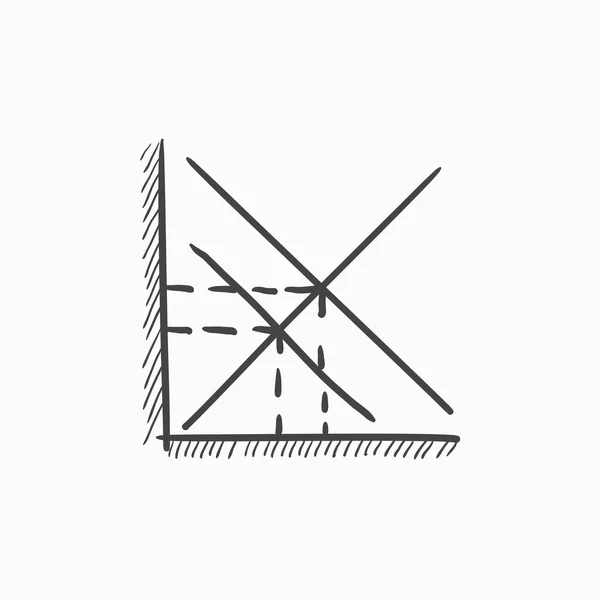 Ícone de esboço gráfico matemático . — Vetor de Stock