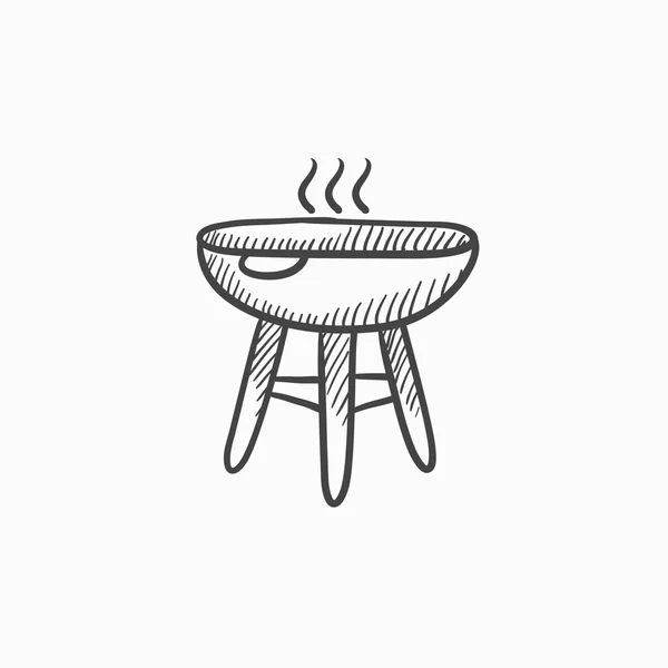Cafeteira churrasqueira ícone do esboço grelha . — Vetor de Stock
