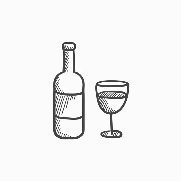 Fles wijn schets pictogram. — Stockvector