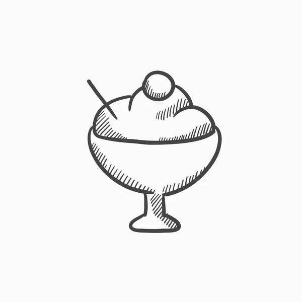 Taza de helado icono del boceto . — Vector de stock