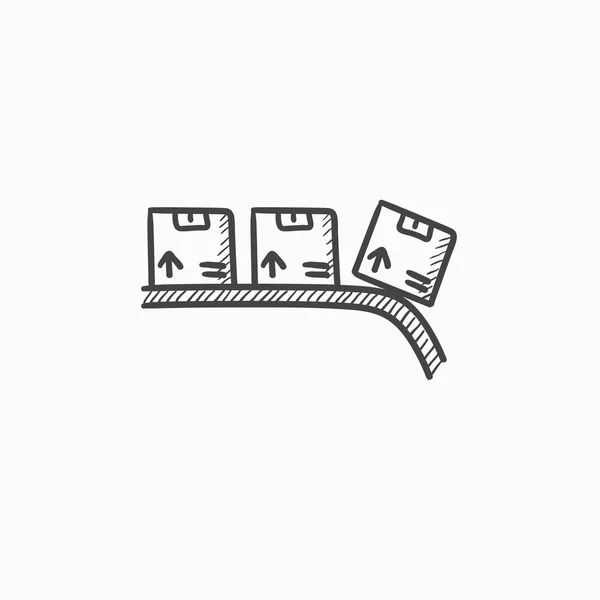Conveyor belt for parcels sketch icon. — Stock Vector