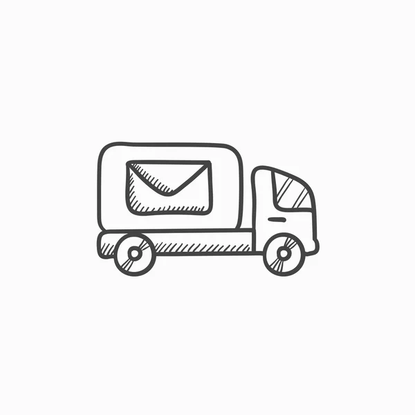 Mail van hand drawn outline doodle icon. Stock Vector by