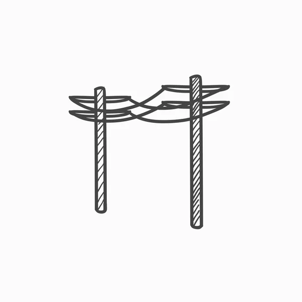 Icono de boceto de líneas de alta tensión . — Vector de stock