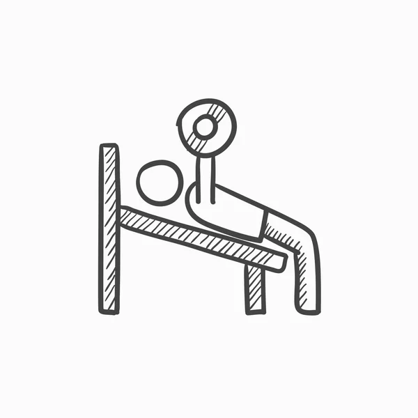 Man hijs barbell schets pictogram. — Stockvector