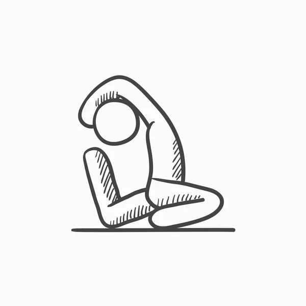 Hombre practicando yoga bosquejo icono . — Vector de stock