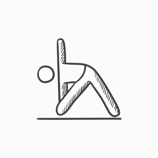 Uomo pratica yoga schizzo icona . — Vettoriale Stock