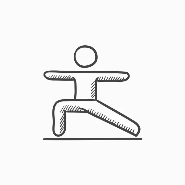 Hombre practicando yoga bosquejo icono . — Vector de stock