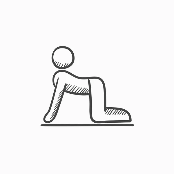 Homme pratiquant le yoga croquis icône . — Image vectorielle