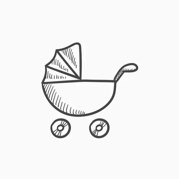 Bebé cochecito bosquejo icono . — Vector de stock