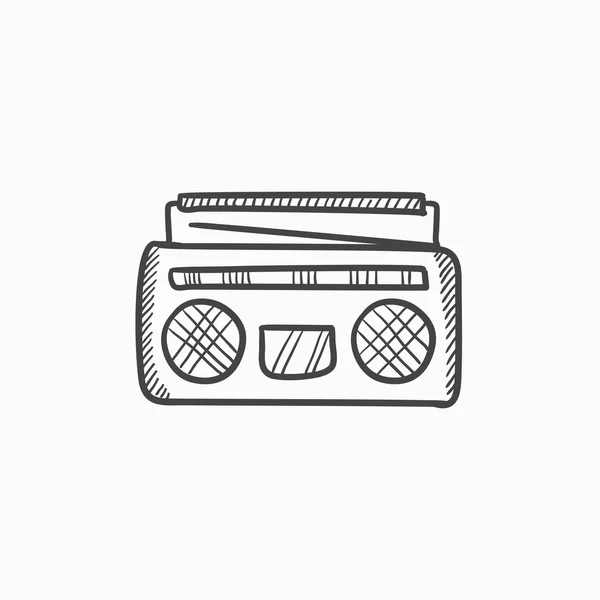 Radio lecteur de cassette icône de croquis . — Image vectorielle