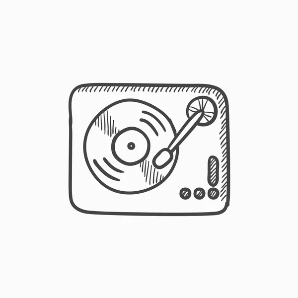 Icono de boceto de tocadiscos . — Vector de stock