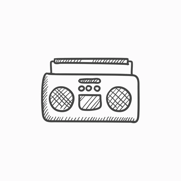 Radyo kaset çalar kroki simgesi. — Stok Vektör