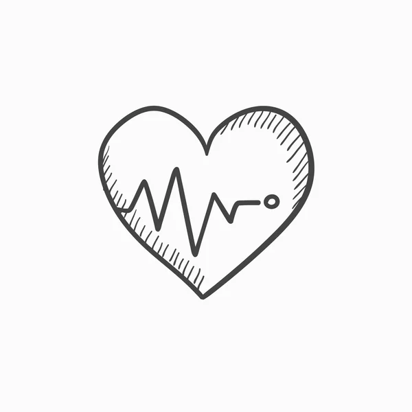 Corazón con icono de bosquejo cardiograma . — Vector de stock