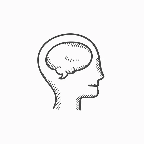 Human head with brain sketch icon. — Stock Vector