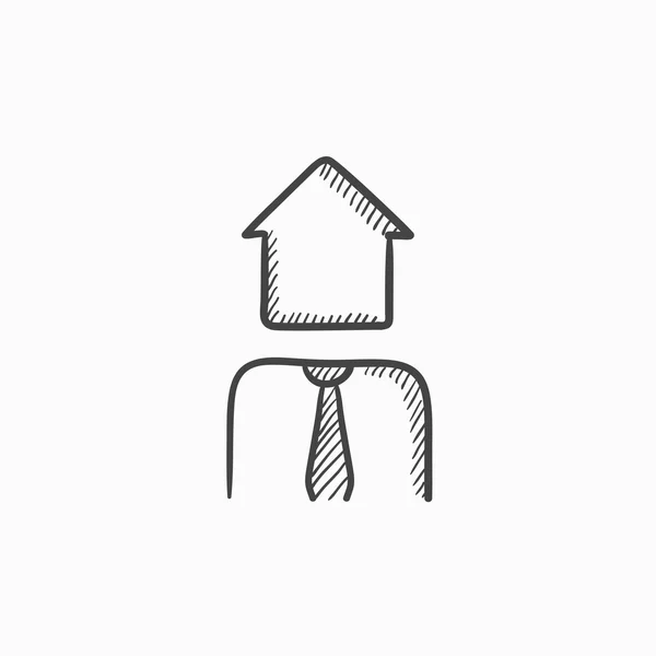 Inmobiliaria icono de boceto agente . — Archivo Imágenes Vectoriales