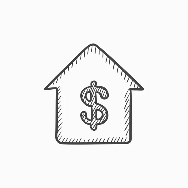 House with dollar symbol sketch icon. — Stock Vector