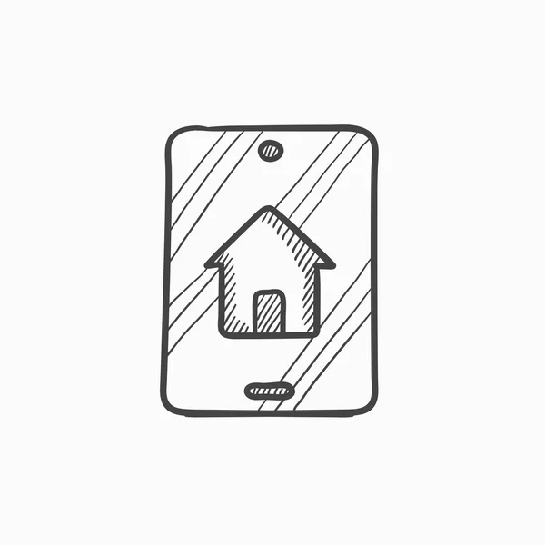Property search on mobile device sketch icon. — Stock Vector