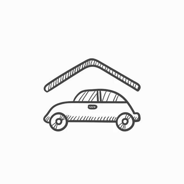 Icono del dibujo del garaje del coche . — Vector de stock