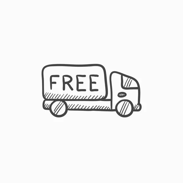 Free delivery truck sketch icon. — Stock Vector