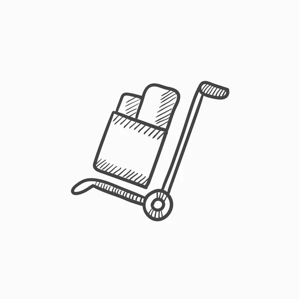 Shopping handling trolley sketch icon. — Stock Vector