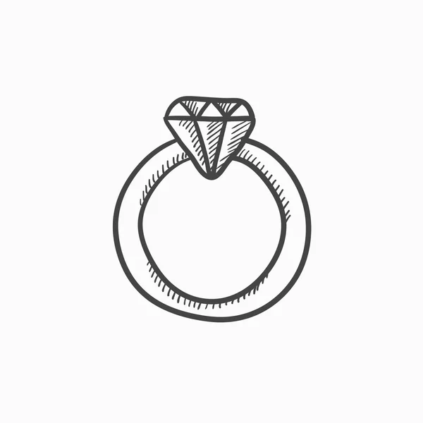 Diament pierścionek szkic ikona. — Wektor stockowy