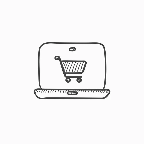 Icono de boceto de compras online . — Archivo Imágenes Vectoriales