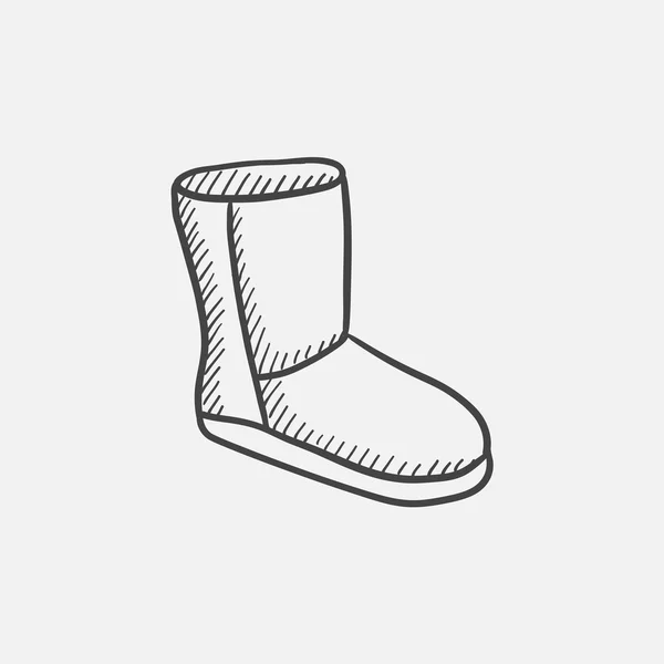 Fuzzy zimní bota skica ikony. — Stockový vektor