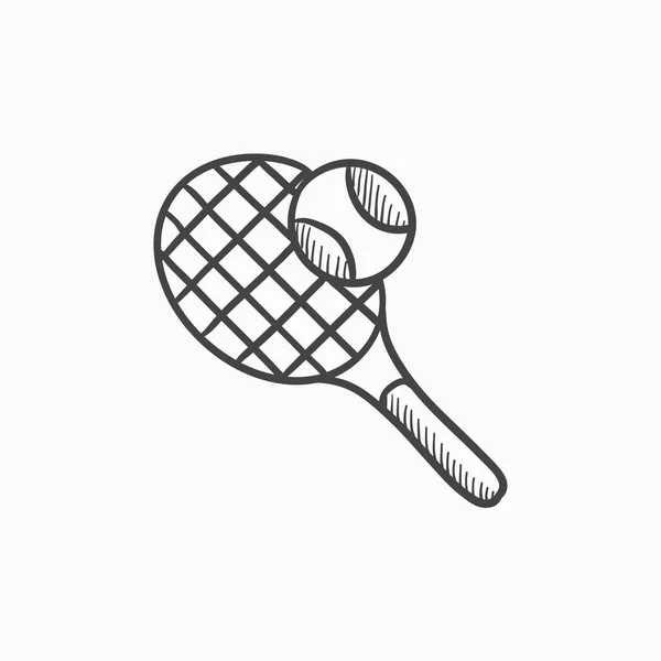 Raqueta de tenis y esbozo de pelota icono . — Vector de stock