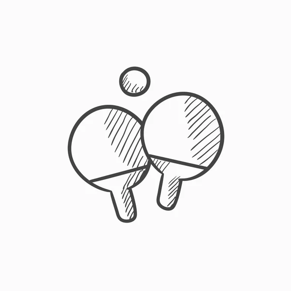 Raquette de ping-pong et icône de croquis balle . — Image vectorielle