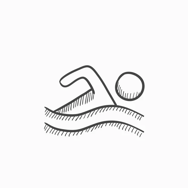 Icône de croquis nageur . — Image vectorielle