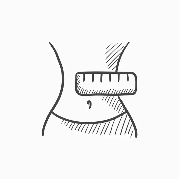 Taille avec ruban à mesurer icône croquis . — Image vectorielle