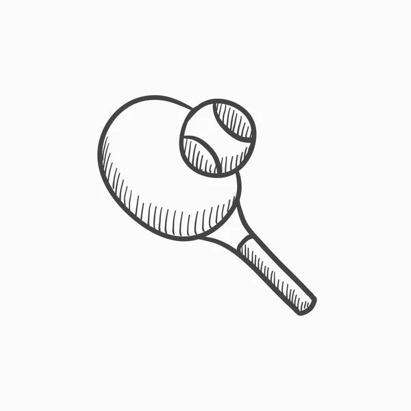 Tennisracket en bal schets pictogram. — Stockvector