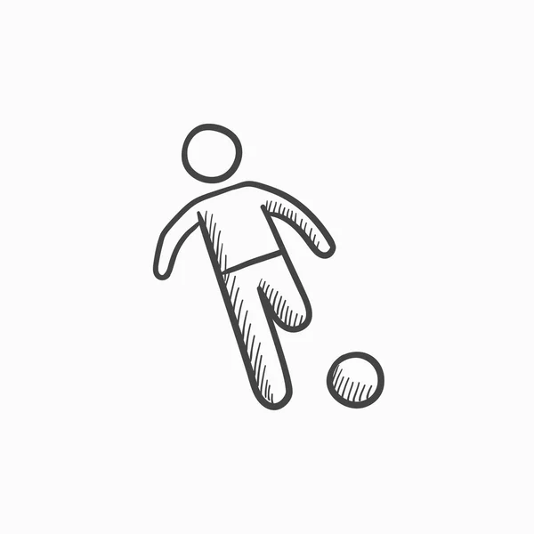 Jugador de fútbol con icono de bosquejo de pelota . — Vector de stock