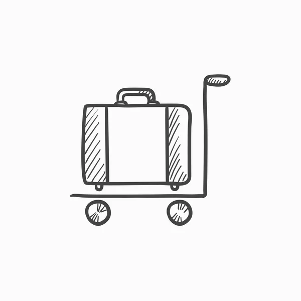 Bagages sur l'icône du croquis de chariot . — Image vectorielle