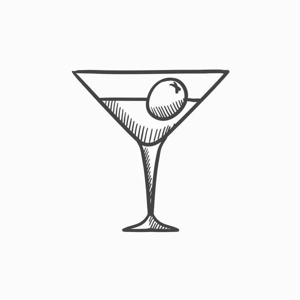 Cocktail glass sketch icon. — Stock Vector