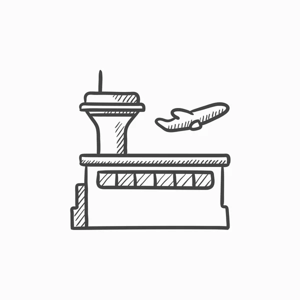 Vliegtuig opstijgen schets pictogram. — Stockvector