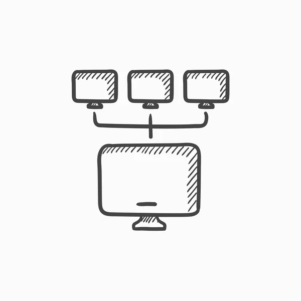 Icono de boceto de red informática . — Vector de stock