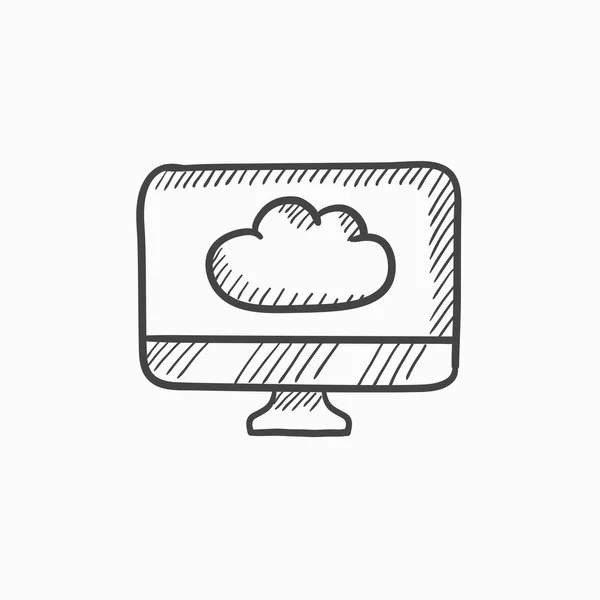 Skizzenikone für Cloud Computing. — Stockvektor