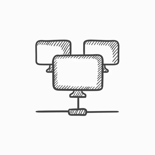 Computer network sketch icon. — Stock Vector