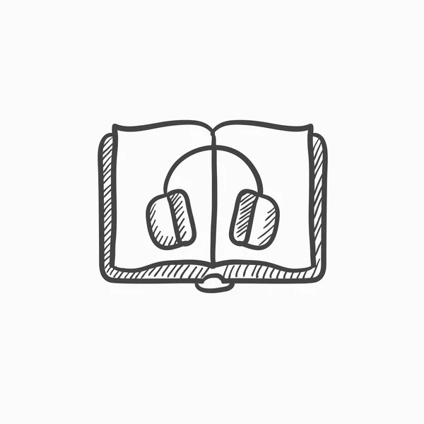 Icono de boceto de audiolibro . — Vector de stock