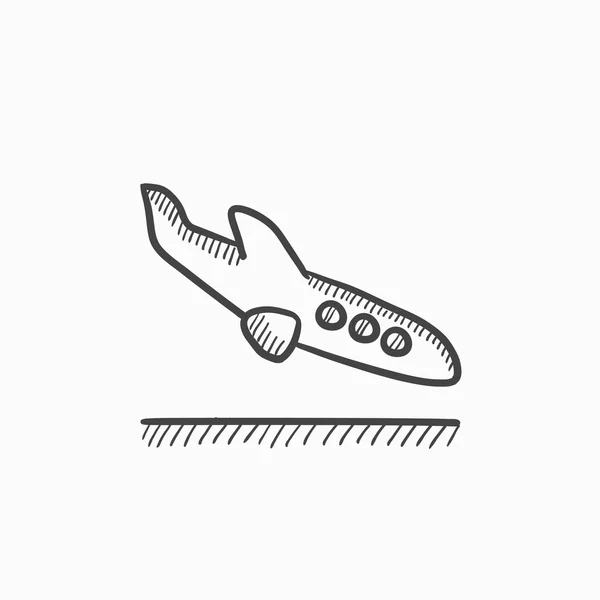 Landing aircraft sketch icon. — Stock Vector